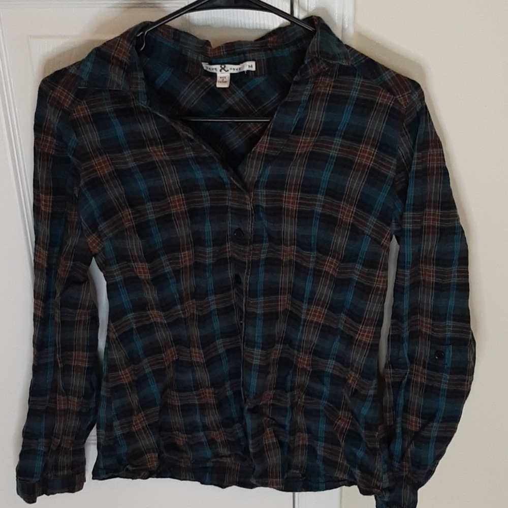 HAVE & HAVE plaid shirt, Juniors Medium